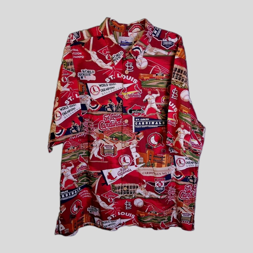 Vintage Reyn Spooner Men's 2XL St Louis Cardinals All Over Print Hawaiian Shirt